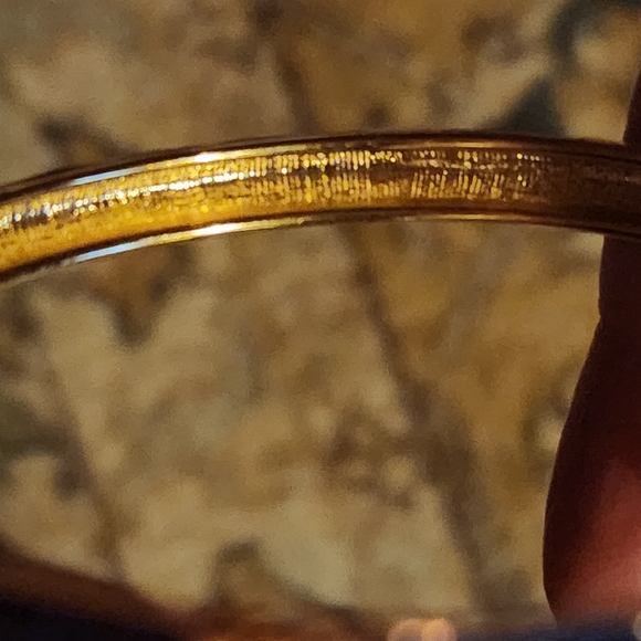 Narrow Blue and Gold Enamel Hinge Bangle - Picture 13 of 15